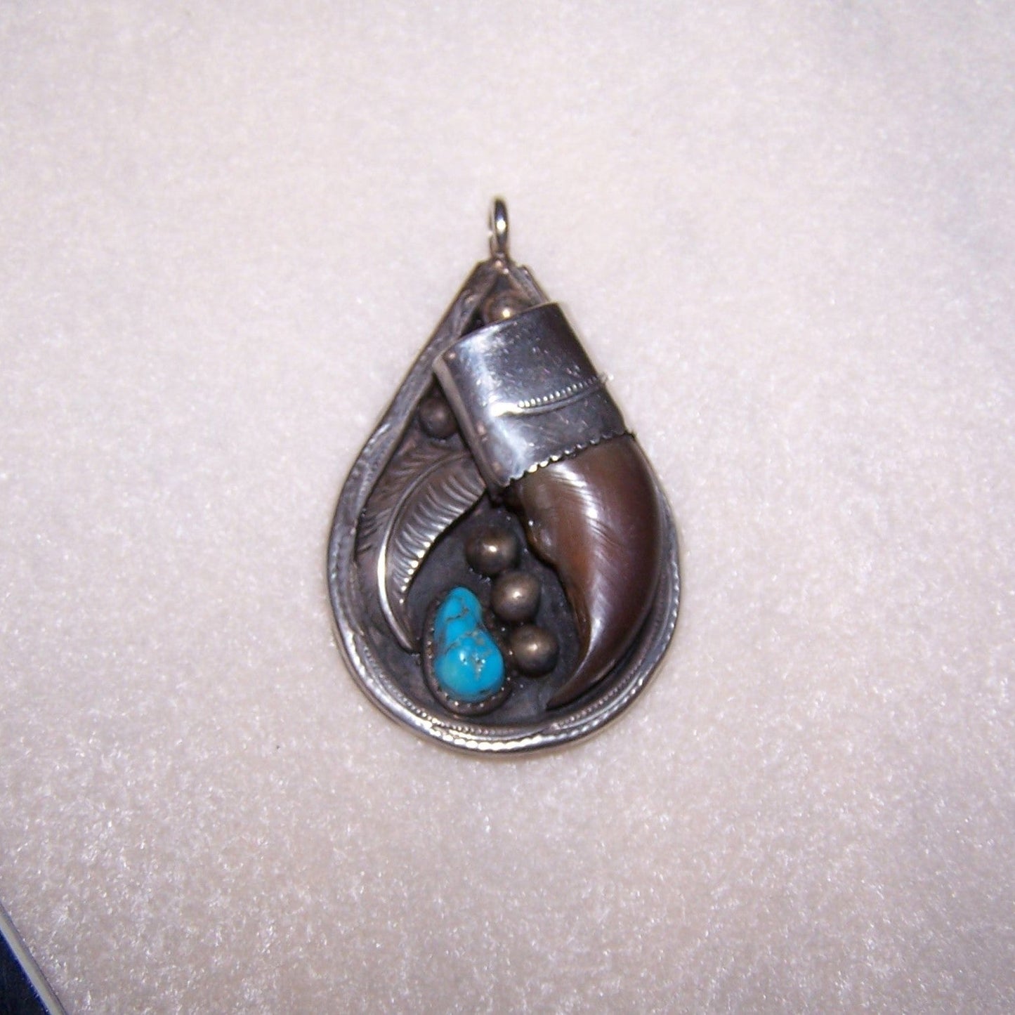 Vintage Unsigned Navajo Native American Sterling Silver Turquoise Pendant