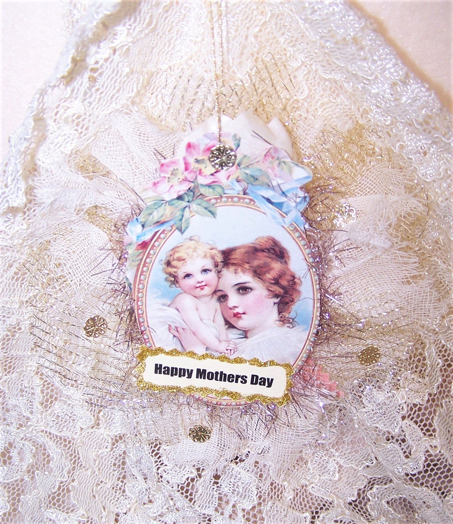 Victorian Revival Mother's Day Ornament - Darling Baby and Mama