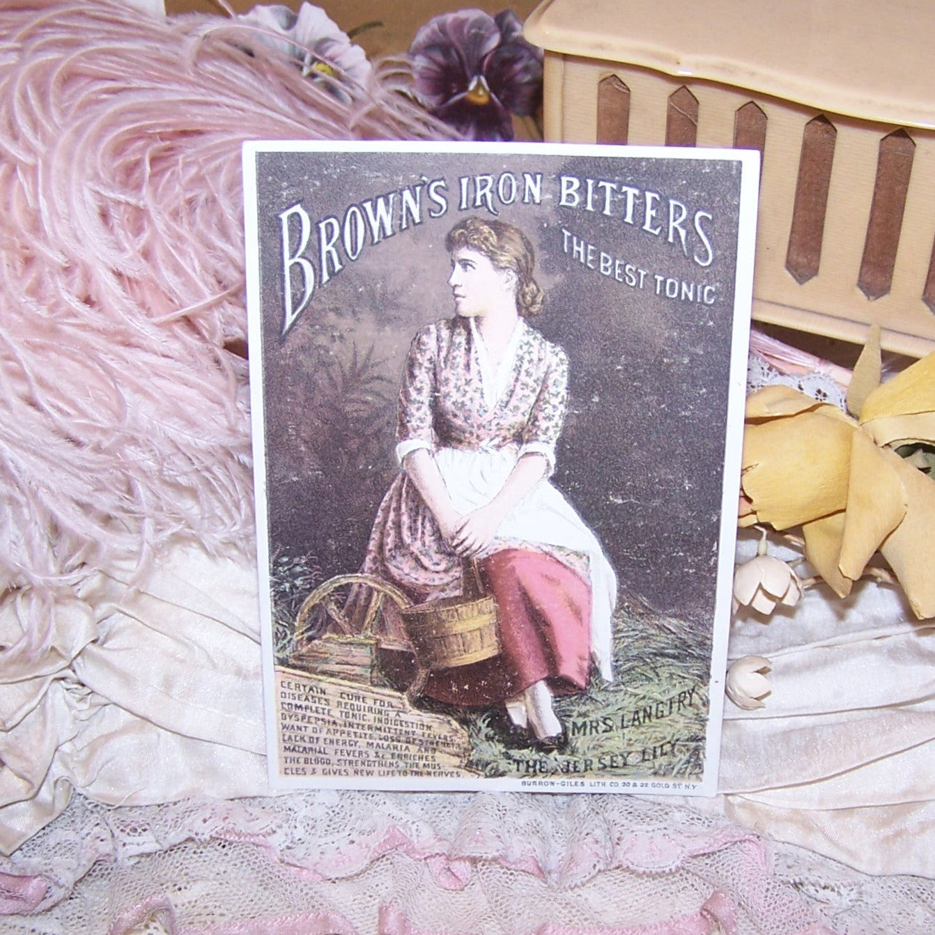 Antique Victorian Trade Card - Lily Langtry for Brown's Iron Bitters