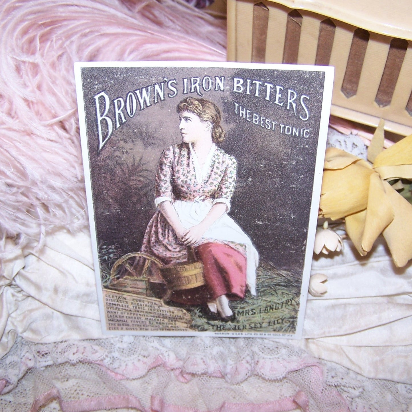 Antique Victorian Trade Card - Lily Langtry for Brown's Iron Bitters