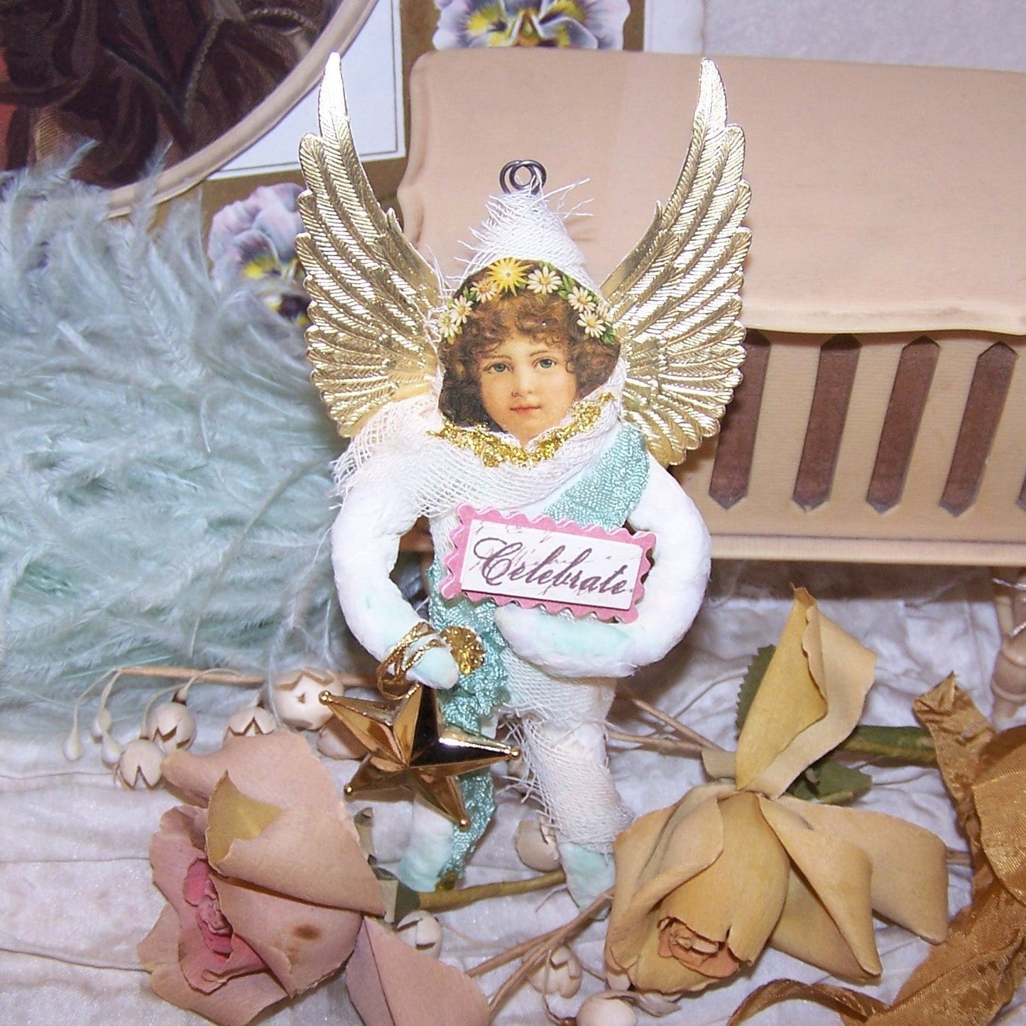 Victorian Revival Spun Cotton Angel Ornament | CELEBRATE