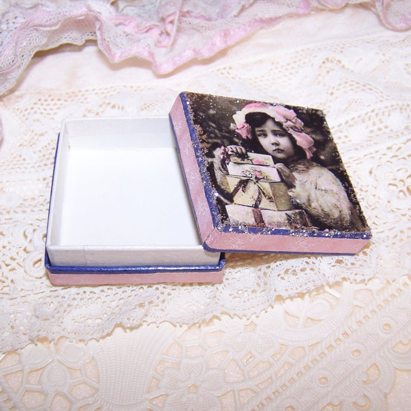 Repurposed Antique French Pharmacy Box | Little Girl in Pink