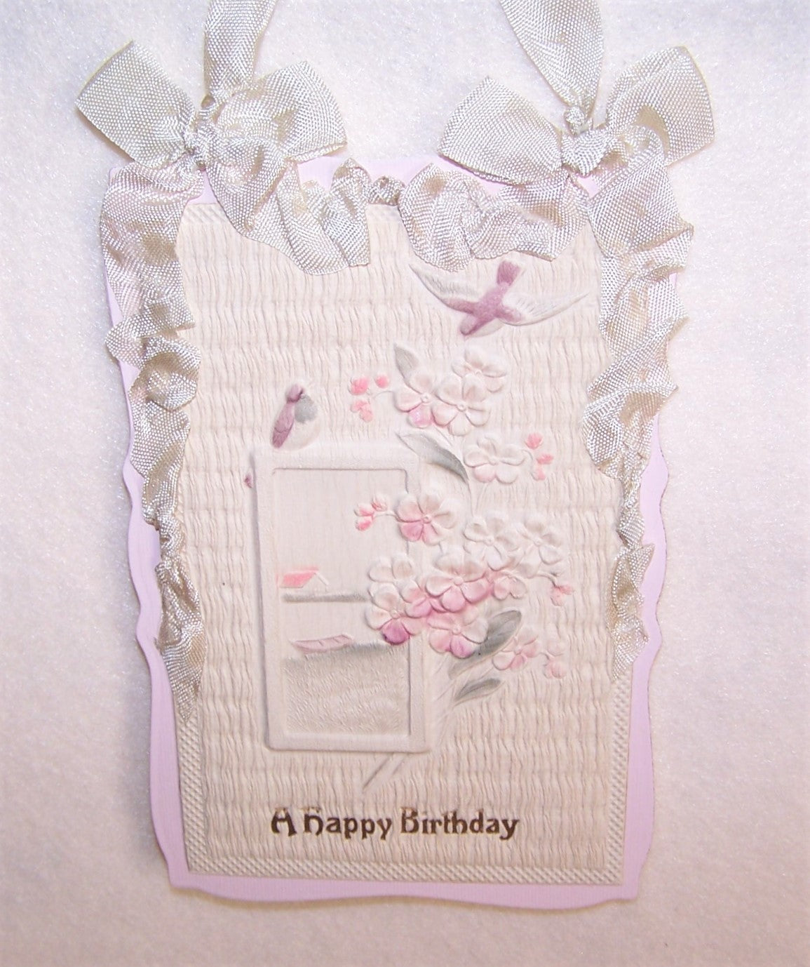 Upcycled Mixed Media Postcard Ornament - Happy Birthday