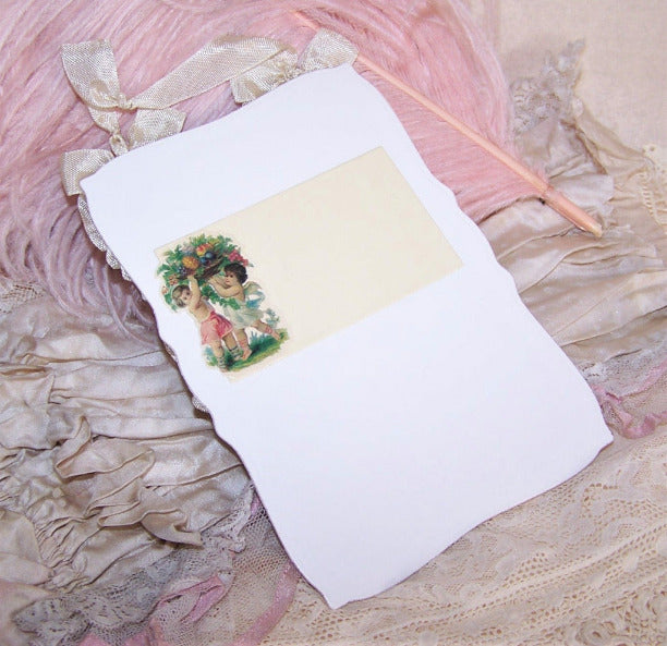 Upcycled Mixed Media Postcard Ornament - Pink Roses | Birthday Greetings