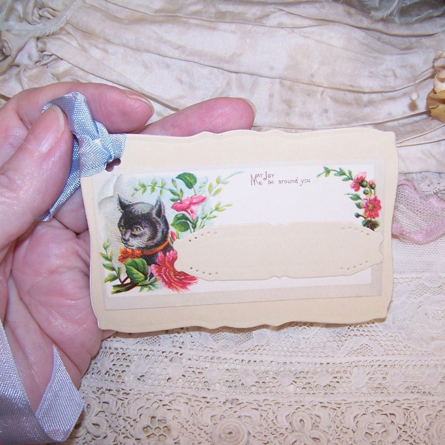 Mixed Media Gift Tag or Package Tie | MAY JOY BE AROUND YOU