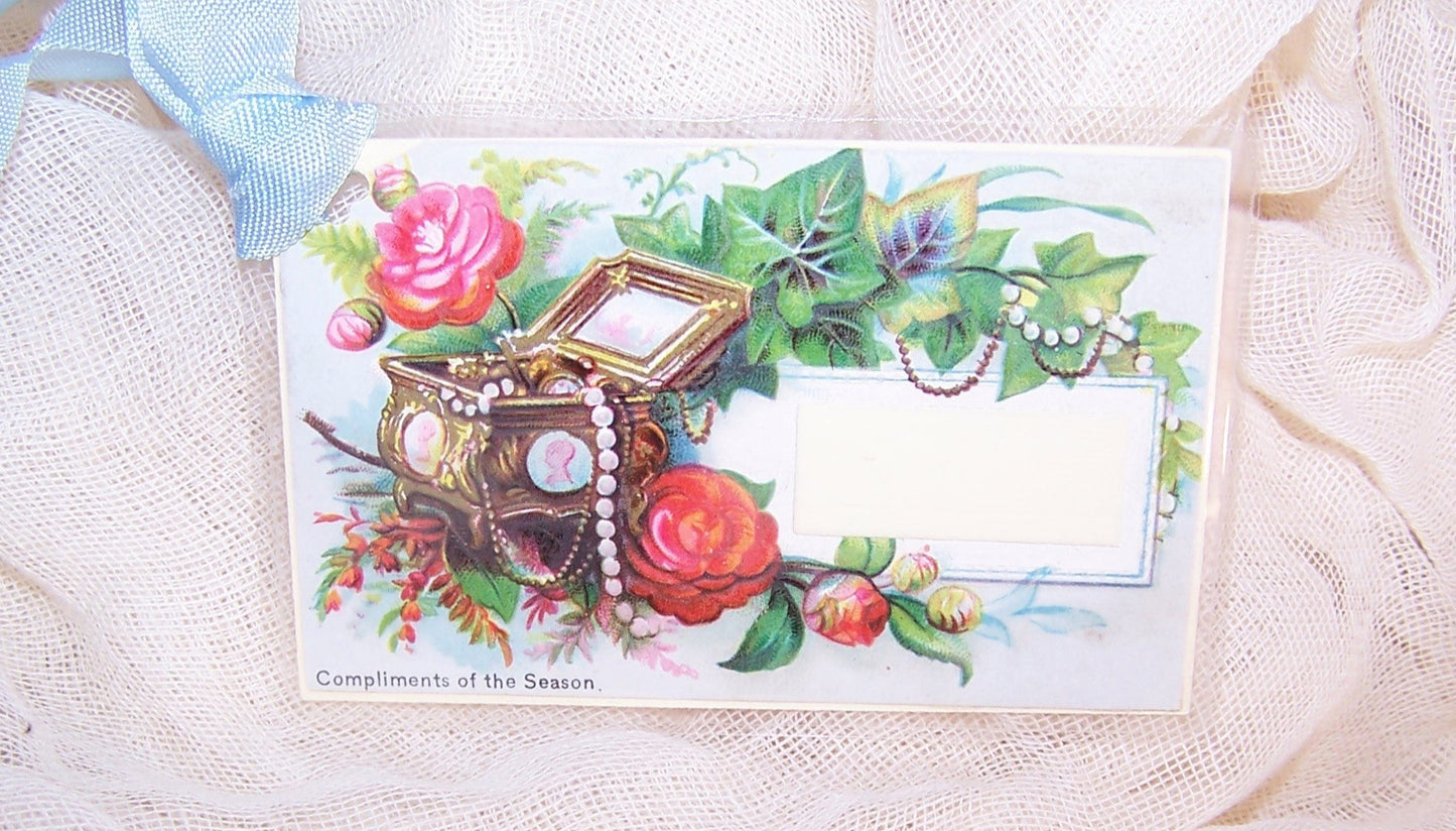 Mixed Media Gift Tag Ornament or Package Tie | Compliments of the Season
