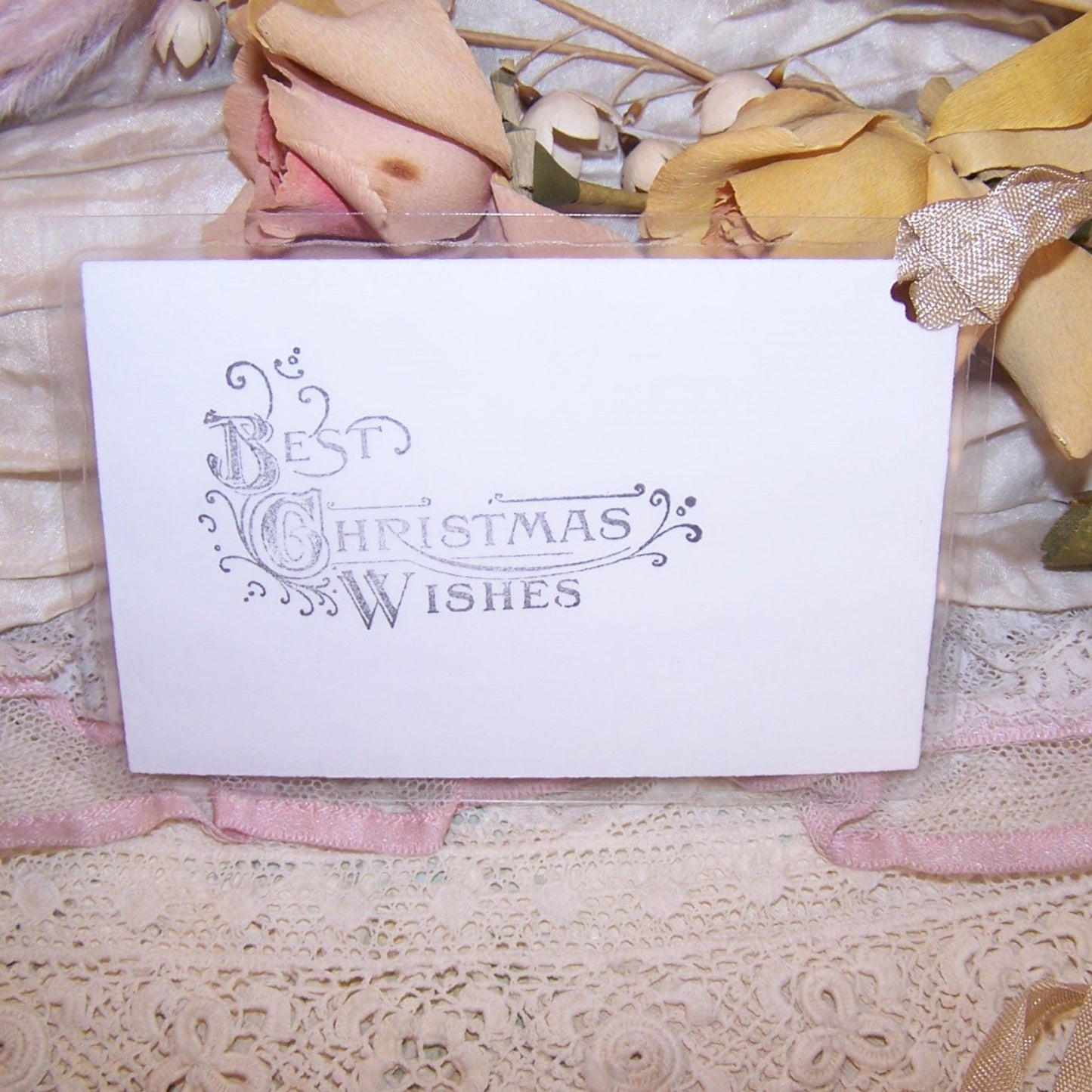Mixed Media Gift Tag or Package Tie | BEST CHRISTMAS WISHES