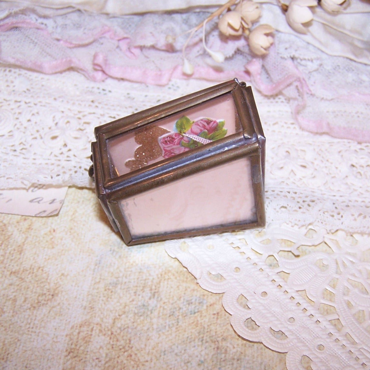 Repurposed Mixed Media Glass Trinket Box - A Gift for You