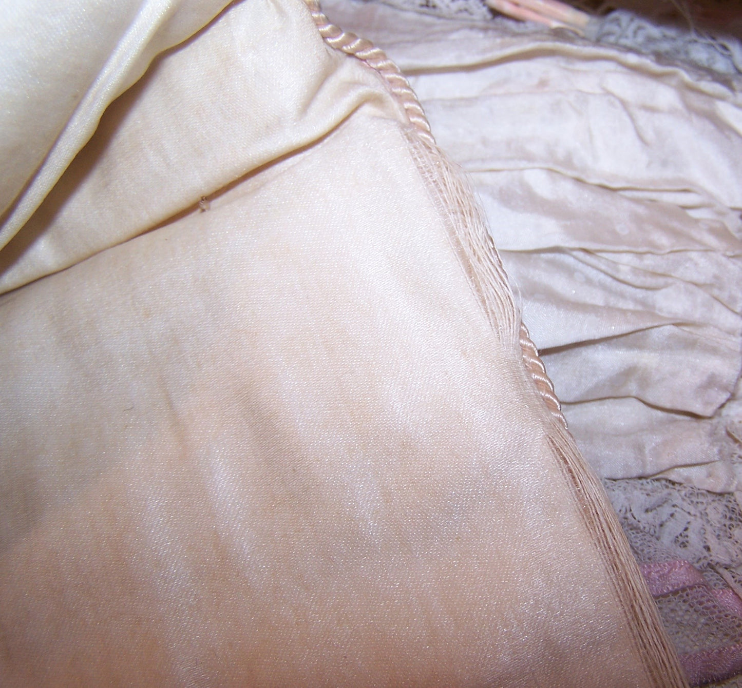 Handpainted Antique French Moire Taffeta Hanky Holder - Needs TLC
