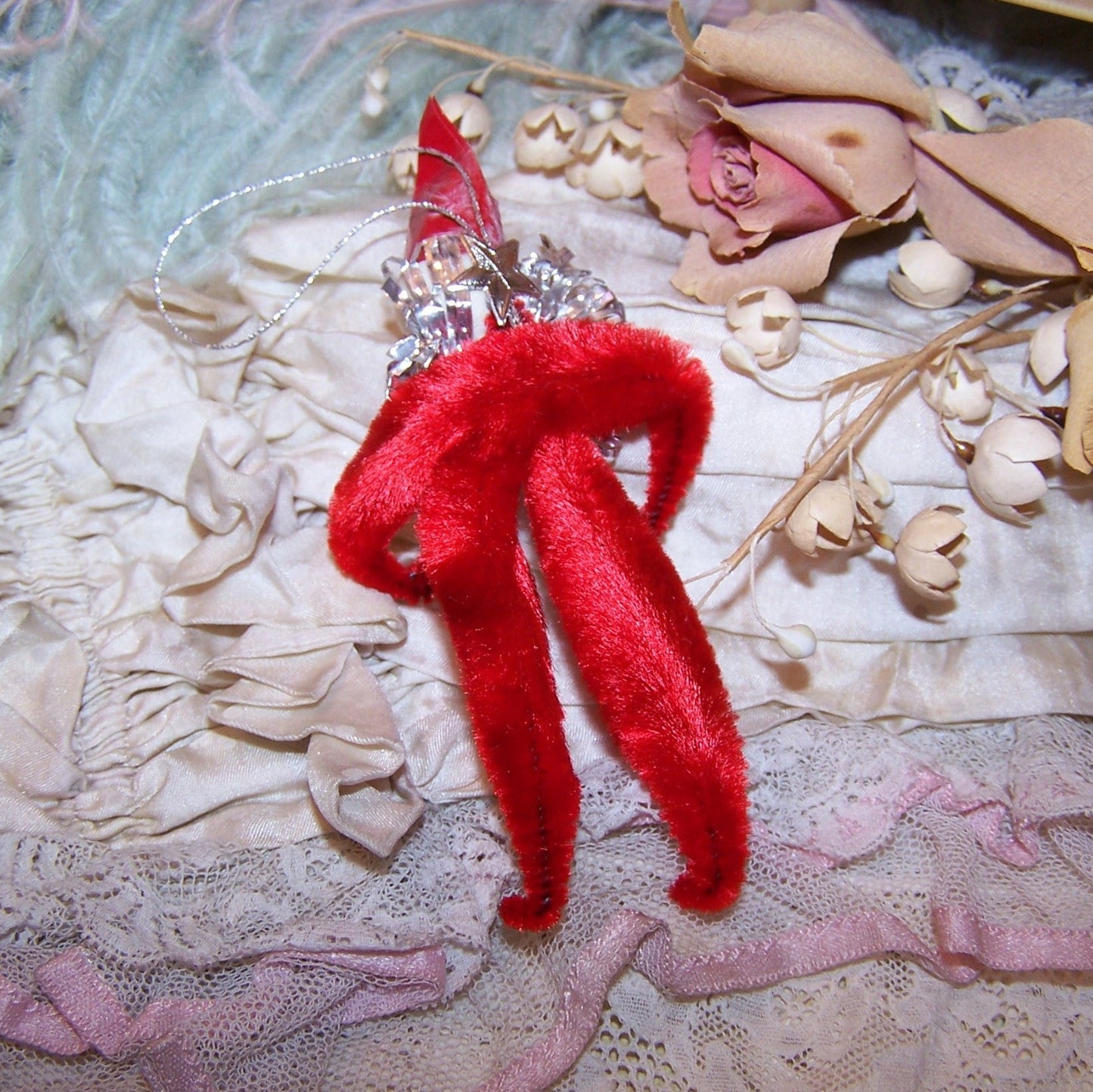 Made in Japan Repurposed Spun Cotton & Chenille Clown Ornament