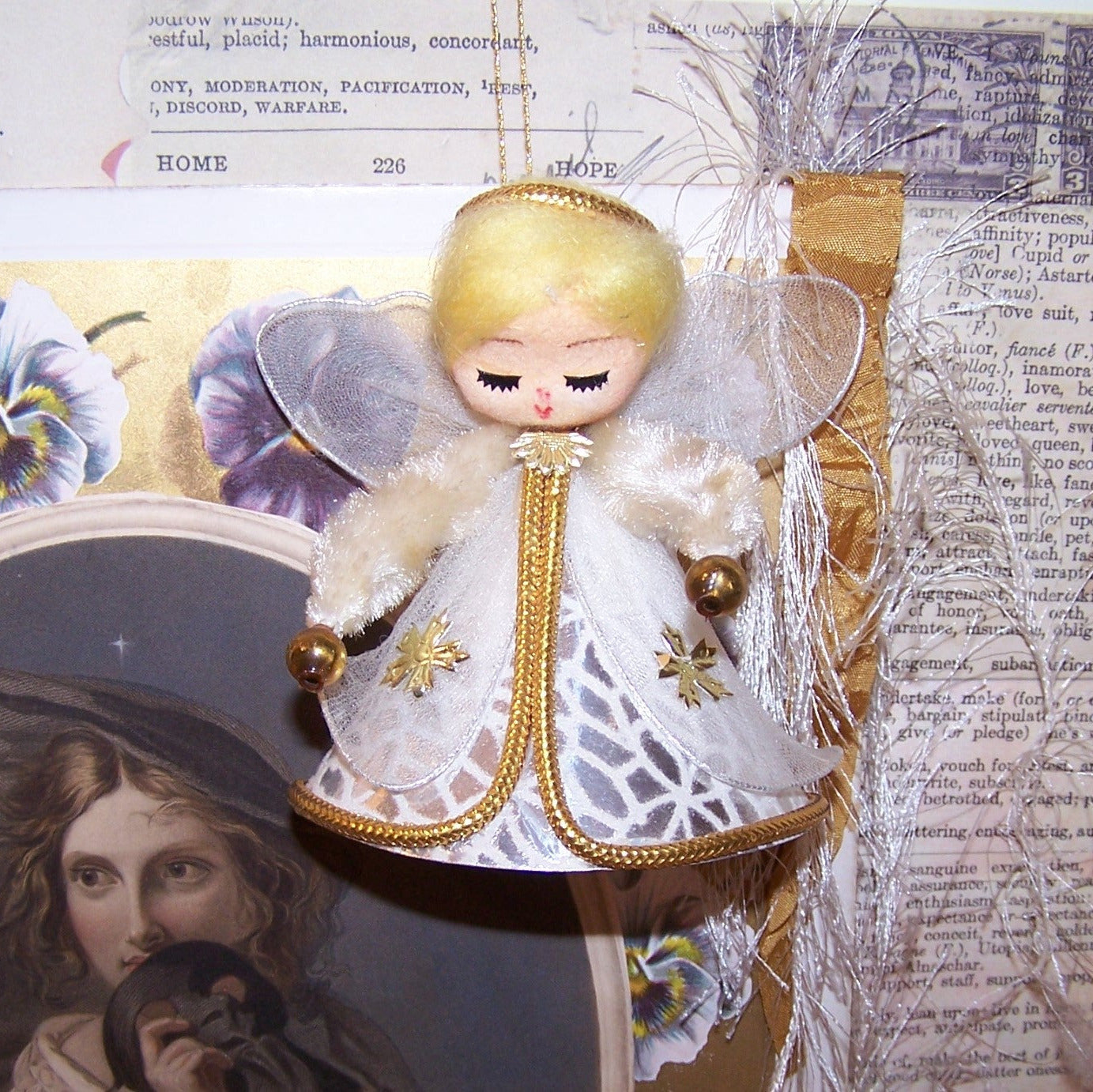Vintage Made in Japan Christmas Angel Ornament - Original Price Tag