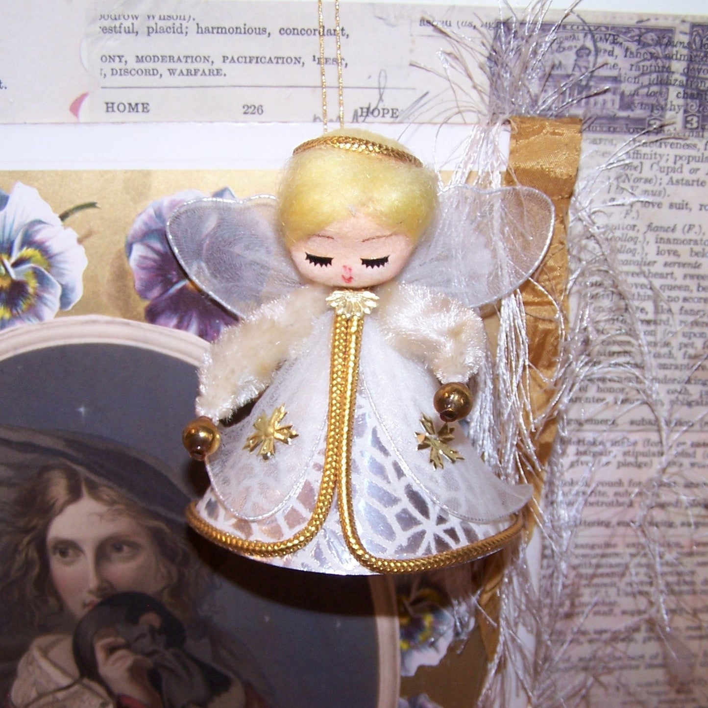 Vintage Made in Japan Christmas Angel Ornament - Original Price Tag