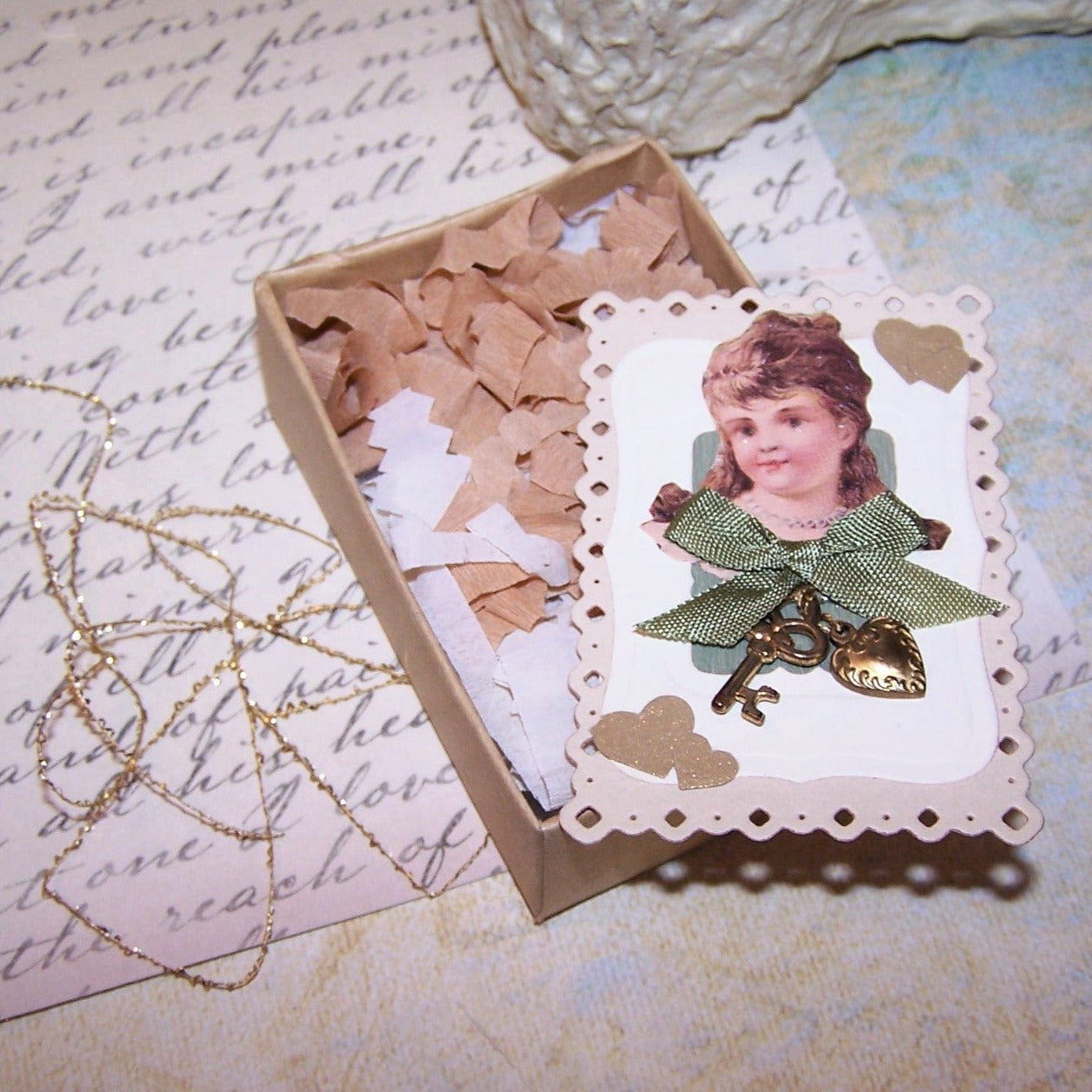 Victorian Inspired Gift Box - A SMALL TRIFLE with Gift Tag and Mini Charms