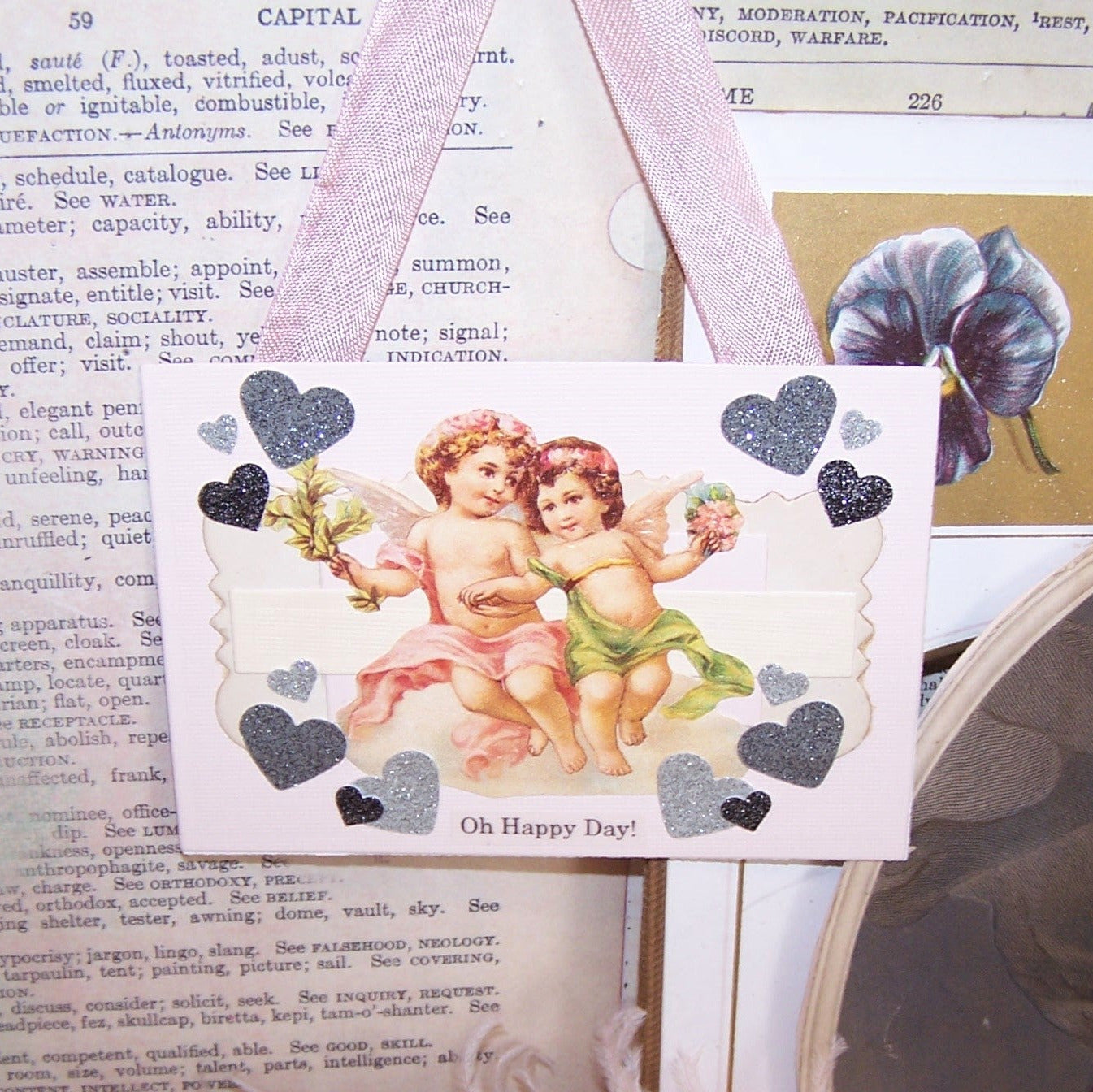 Mixed Media Holiday Ornament with Angels - OH HAPPY DAY