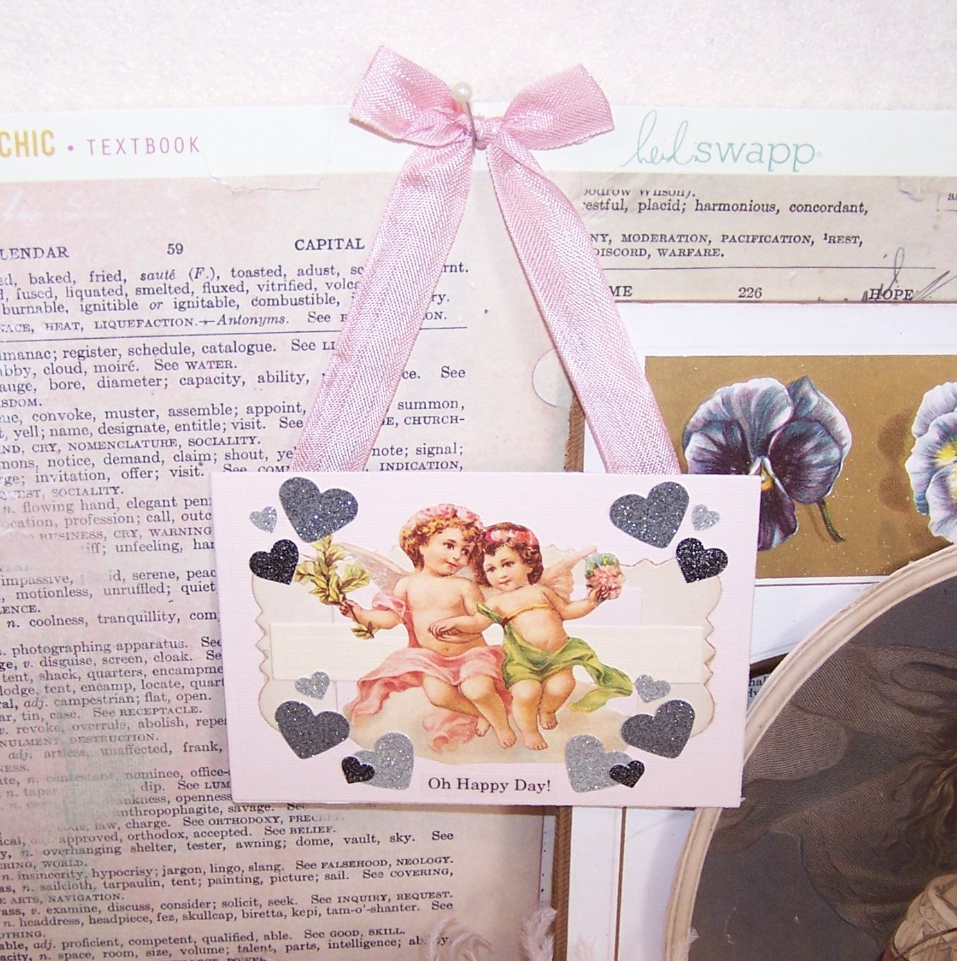 Mixed Media Holiday Ornament with Angels - OH HAPPY DAY