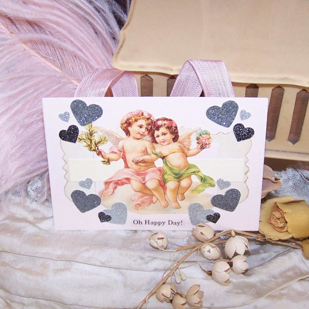 Mixed Media Holiday Ornament with Angels - OH HAPPY DAY