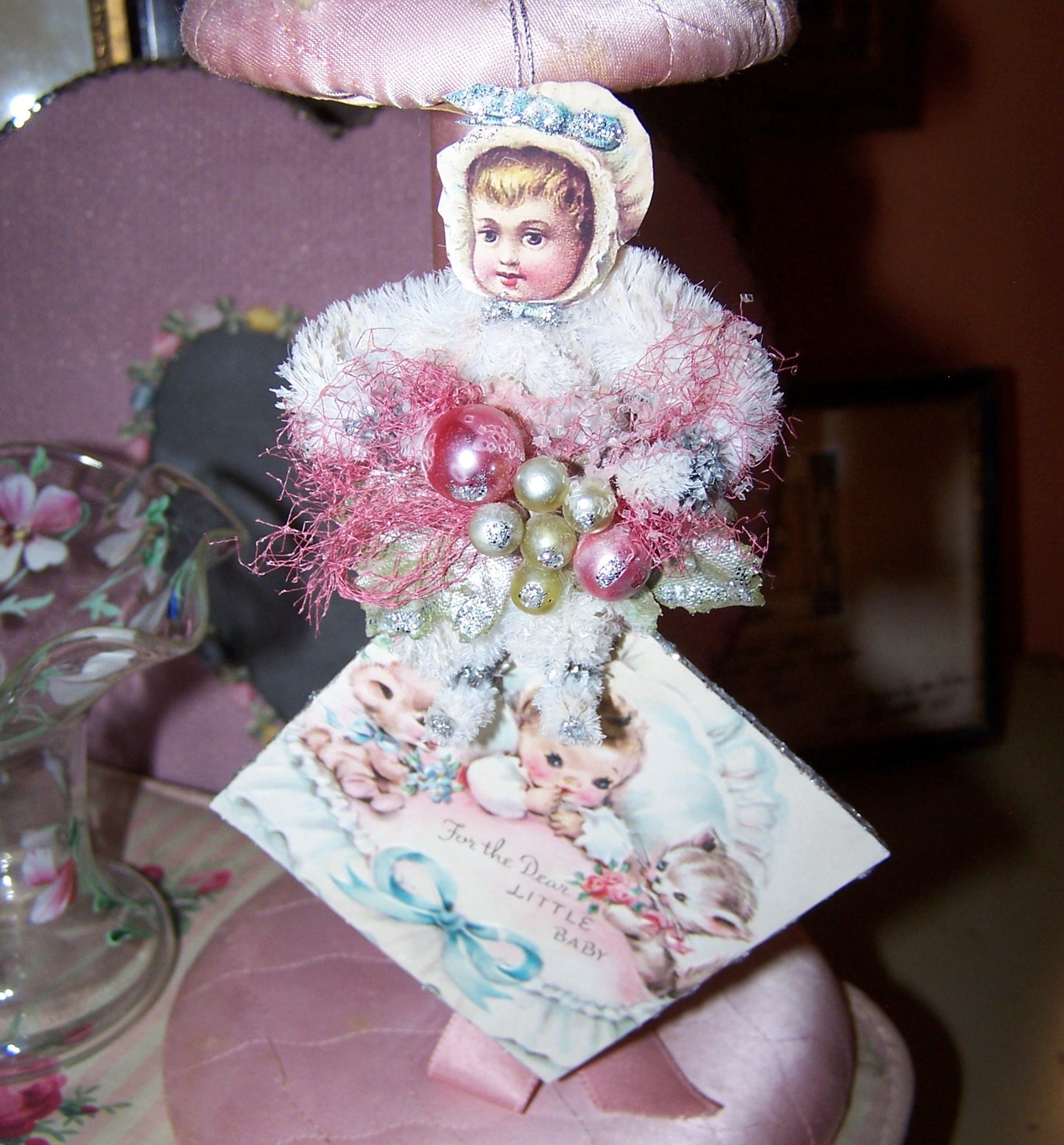Handcrafted Chenille Ornament - For the Dear Little Baby Girl