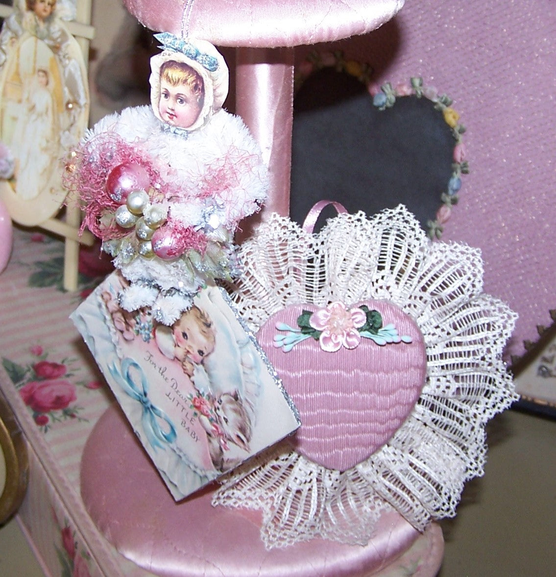 Handcrafted Chenille Ornament - For the Dear Little Baby Girl