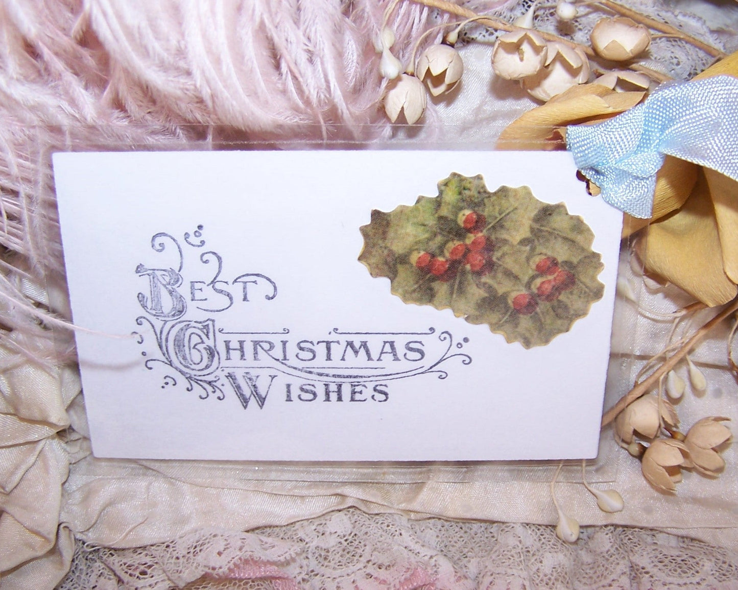 Mixed Media Gift Tag or Package Tie | Best Christmas Wishes