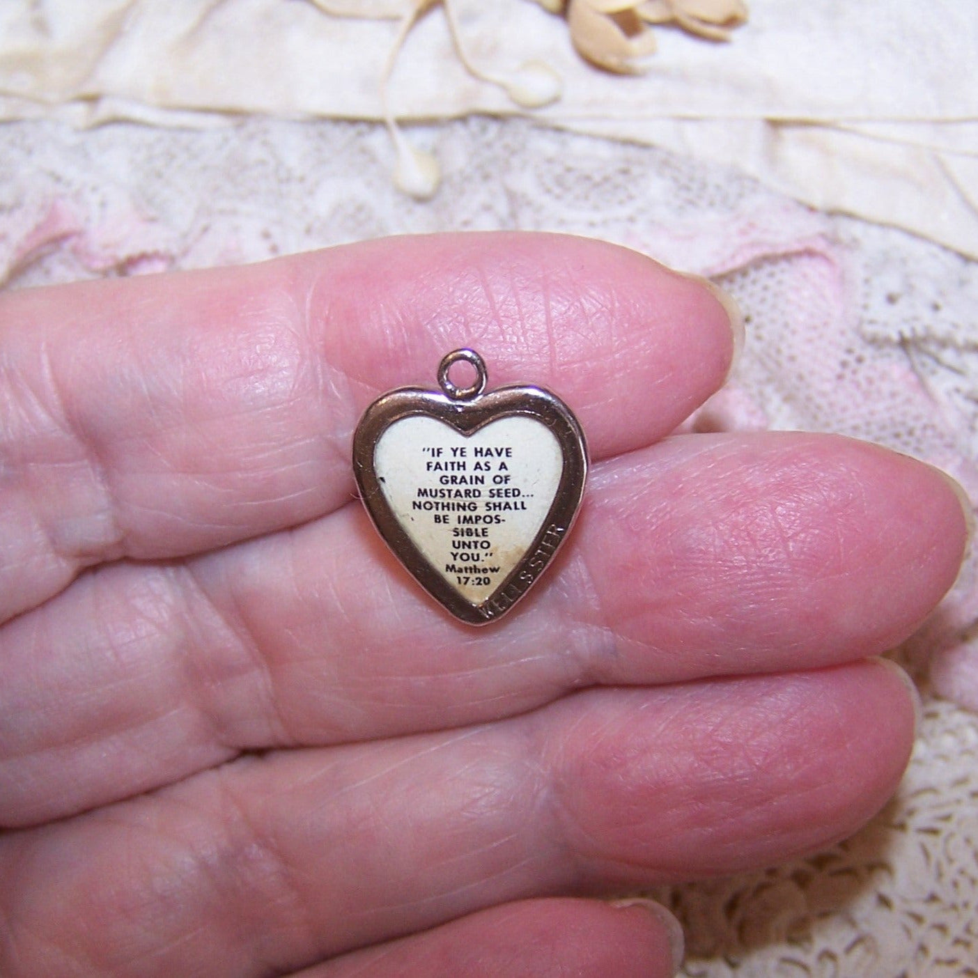 Wells Sterling Silver Mustard Seed Pendant or Charm with Proverb