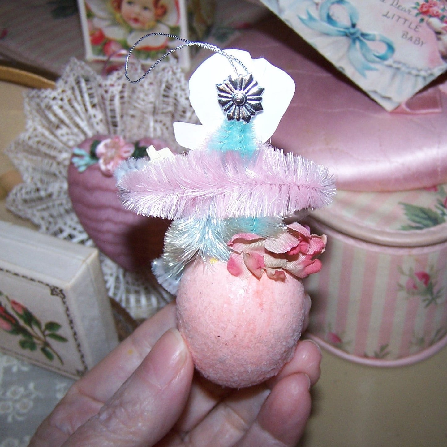 Victorian Revival Chenille Ornament | Girl in Bonnet - OH HAPPY DAY