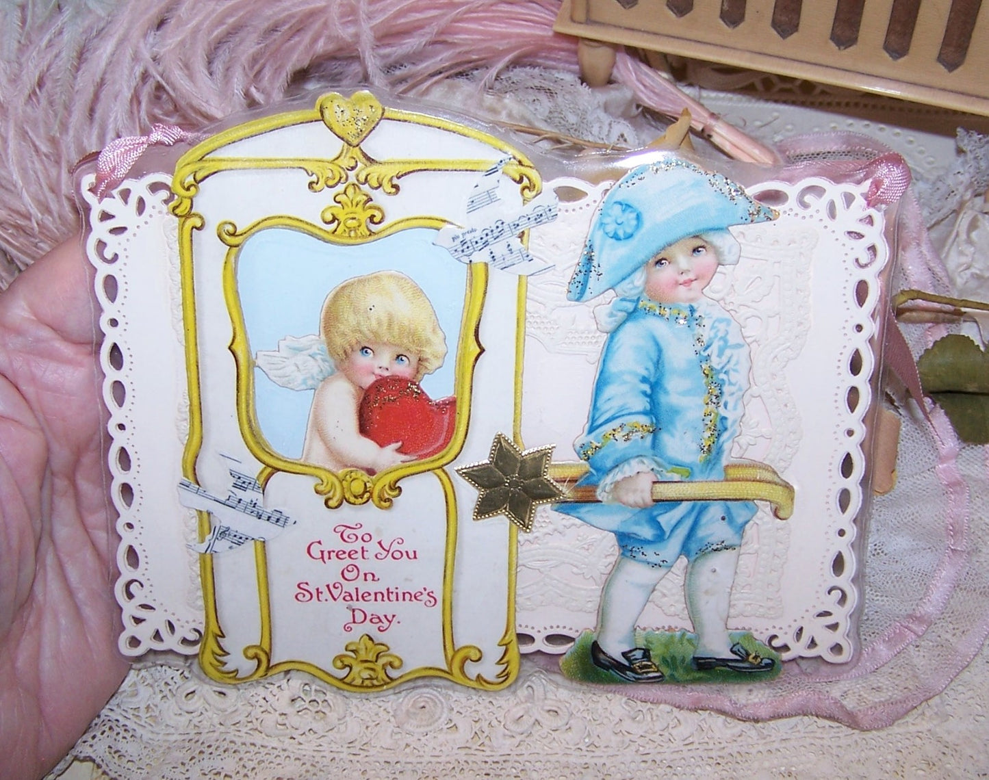 Upcycled Greeting Card - To Greet You on St Valentines Day
