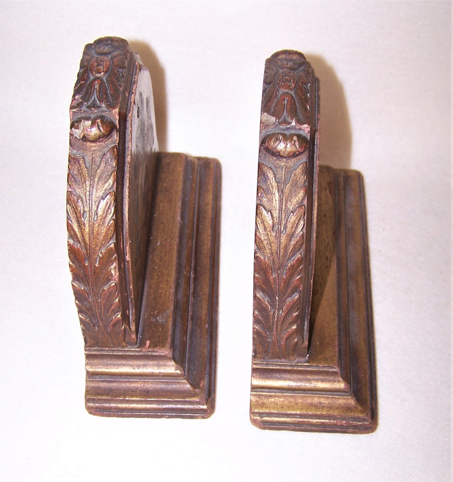 Art Deco Handpainted Floral Wood Bookends Book Ends