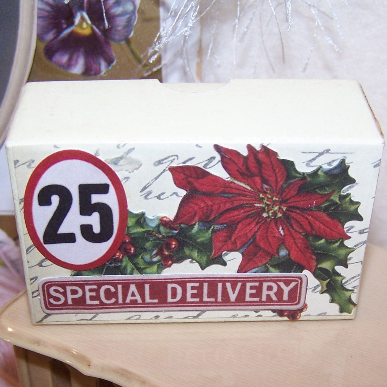 Repurposed Antique French Pharmacy Pill Box - Christmas Special Delivery