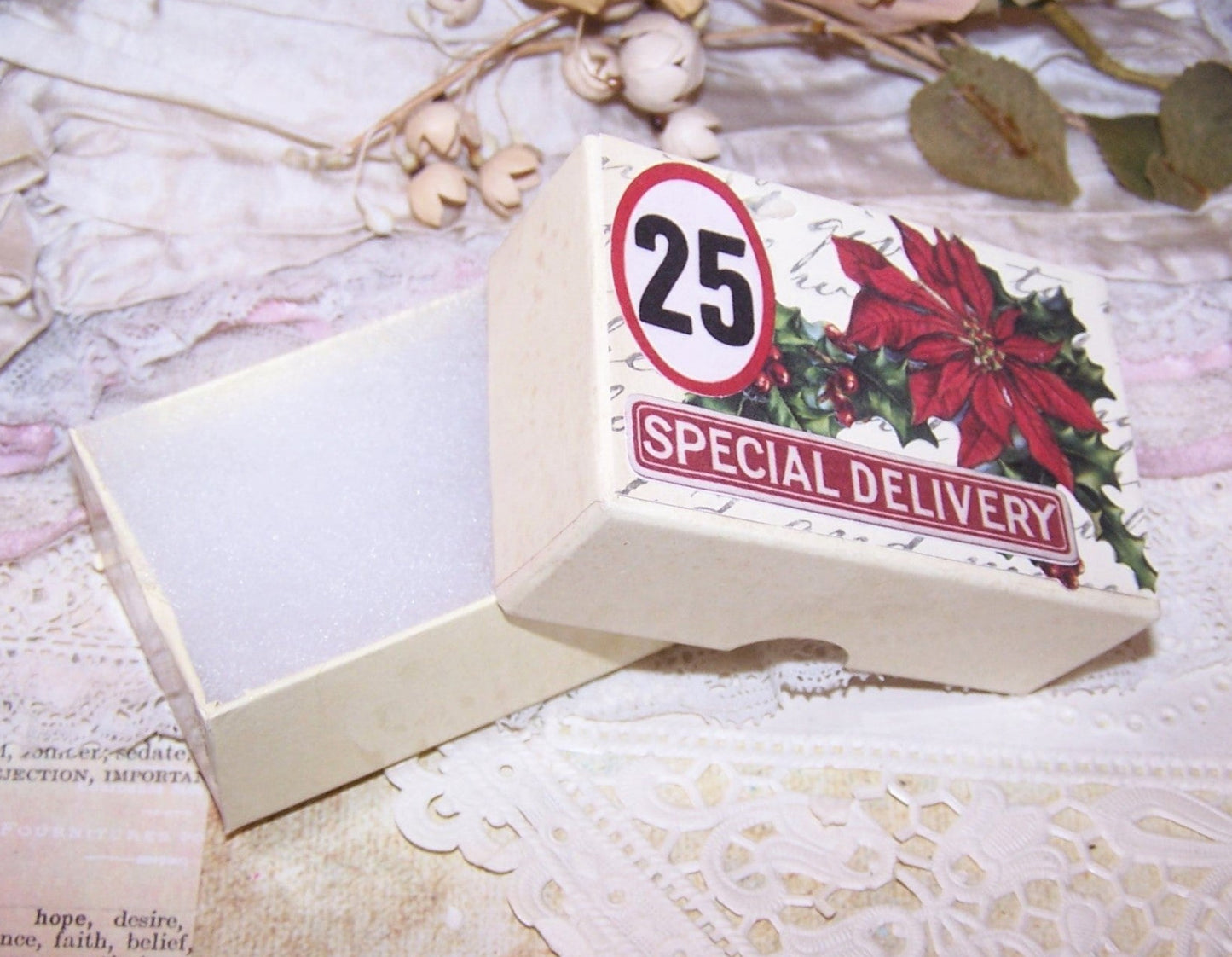 Repurposed Antique French Pharmacy Pill Box - Christmas Special Delivery