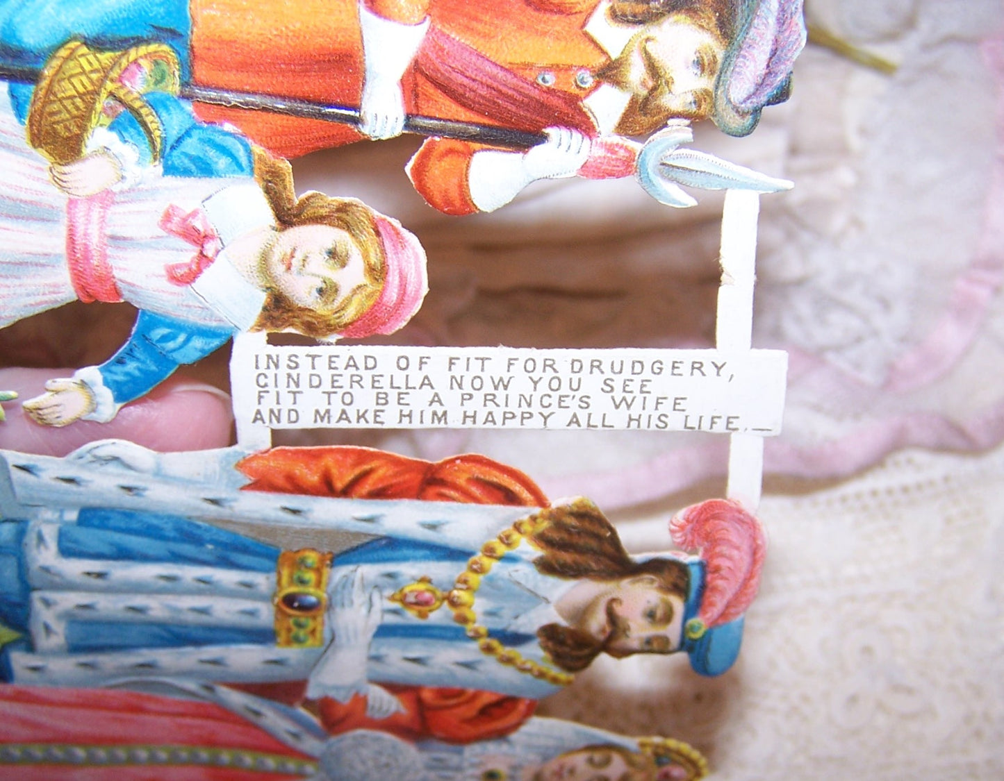 Antique Victorian Die Cut - Cinderella's Wedding to Her Prince
