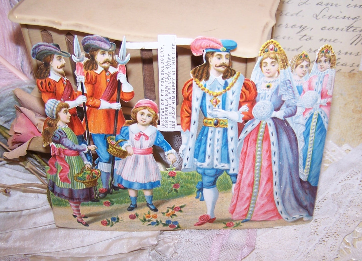 Antique Victorian Die Cut - Cinderella's Wedding to Her Prince