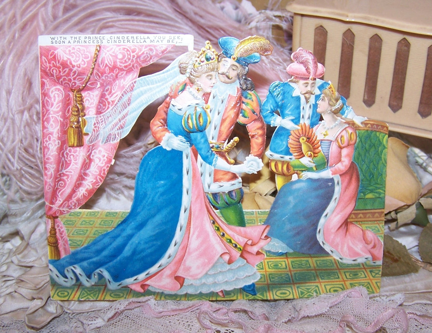 Antique Victorian Die Cut - Cinderella and Her Prince