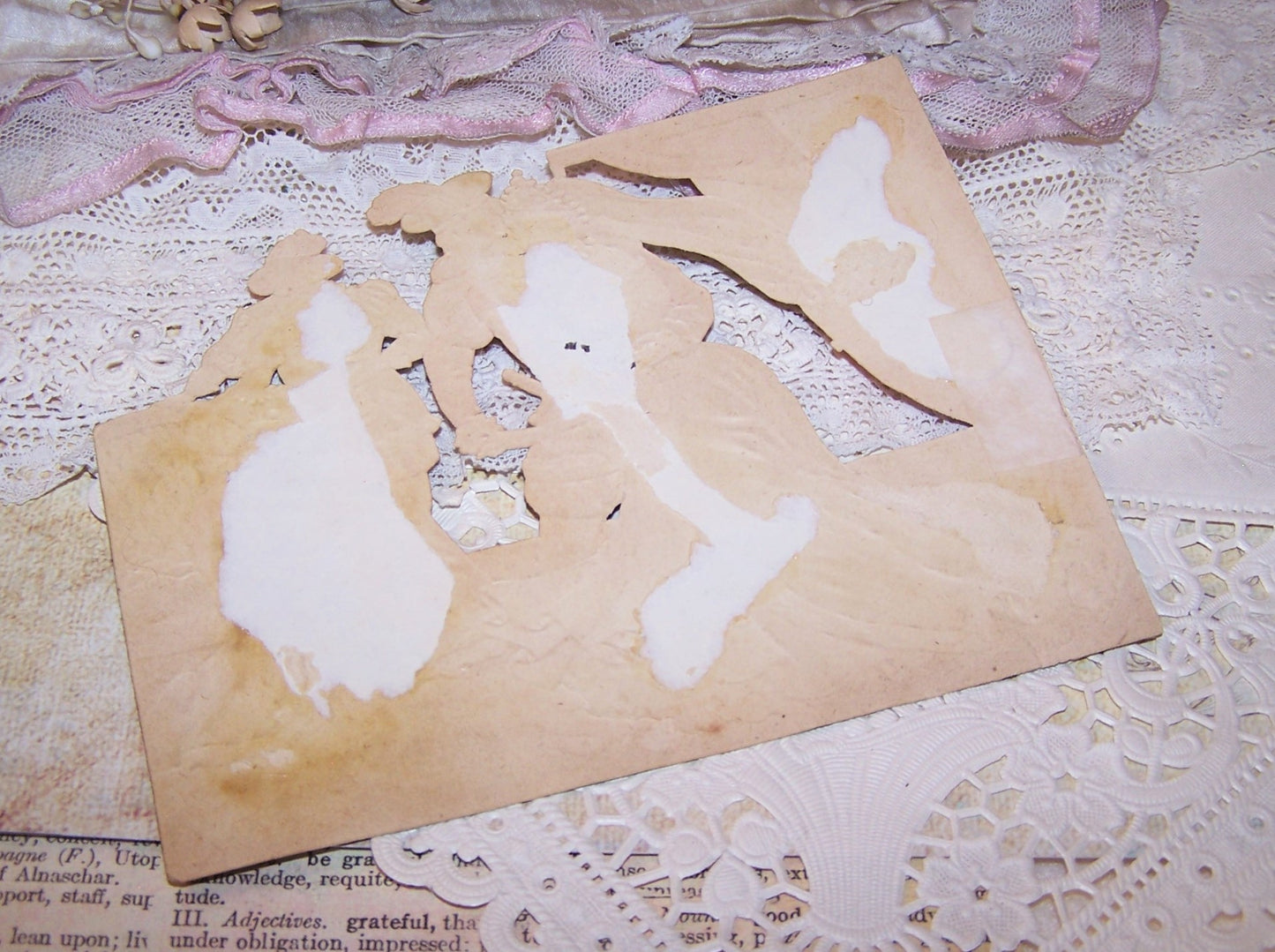 Antique Victorian Die Cut - Cinderella and Her Prince