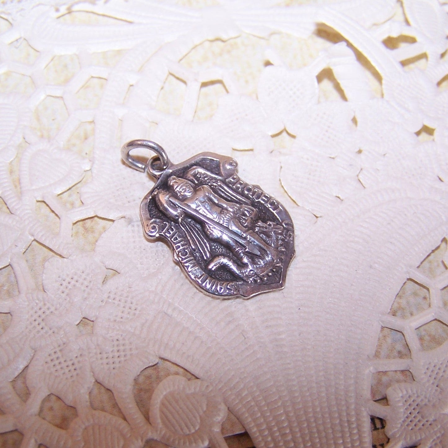 CHAPEL Sterling Silver Religious Medal - Saint Michael Slaying the Dragon