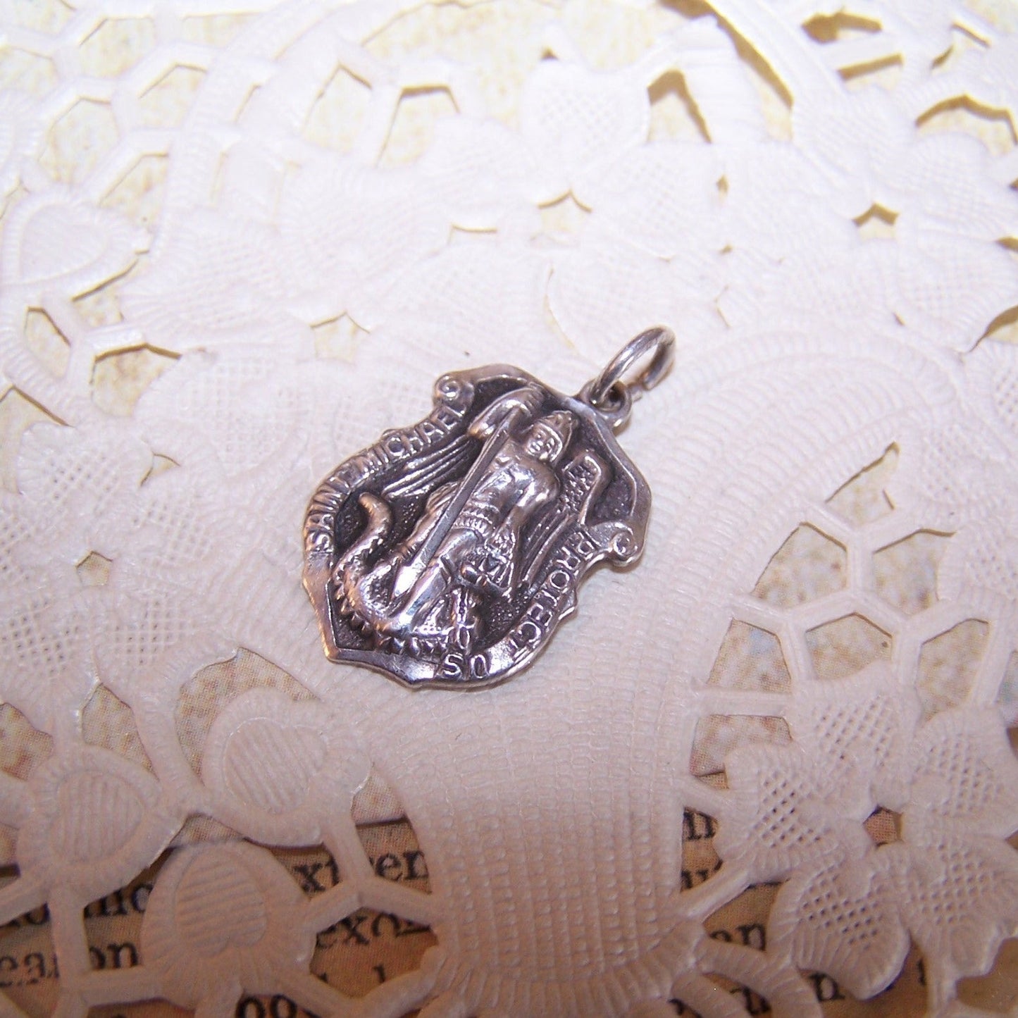 CHAPEL Sterling Silver Religious Medal - Saint Michael Slaying the Dragon