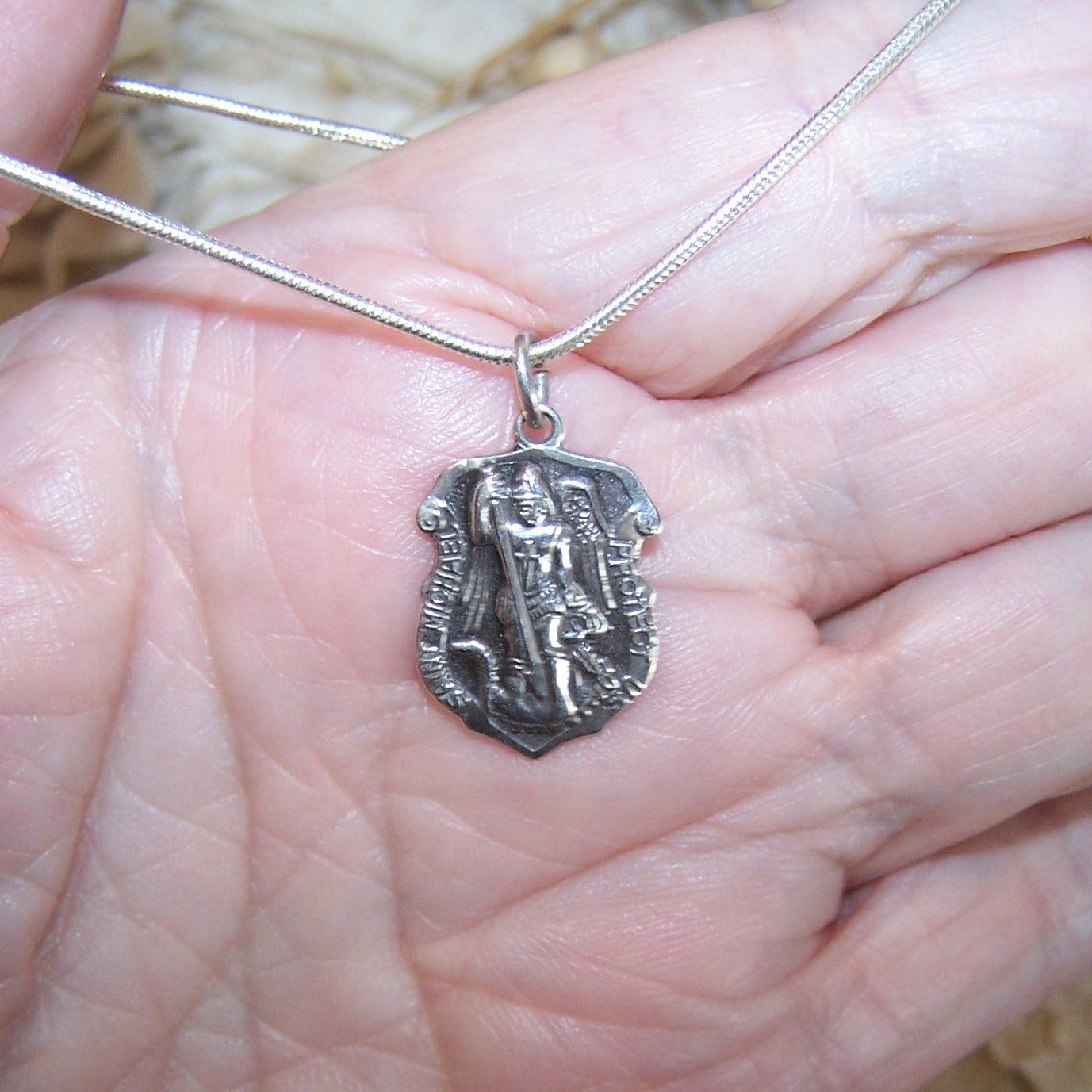 CHAPEL Sterling Silver Religious Medal - Saint Michael Slaying the Dragon