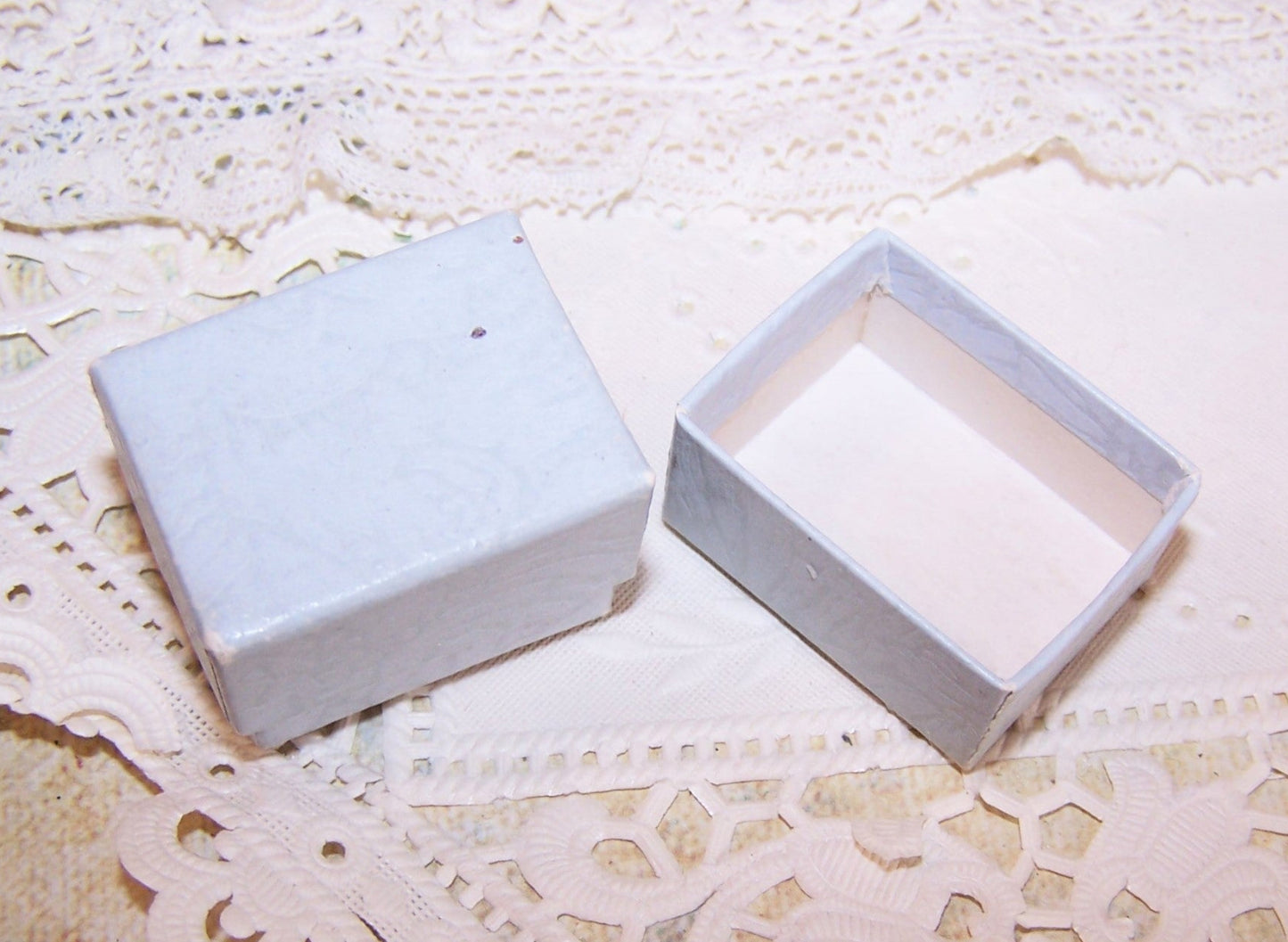 Lt Blue Antique Victorian Paper Ring Box - WITH MY LOVE