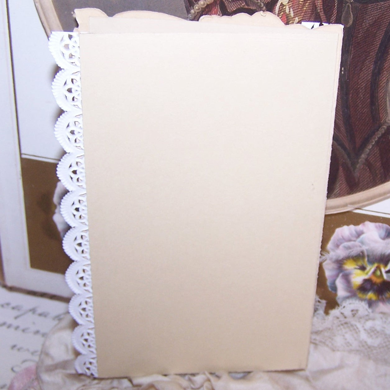 Repurposed Antique Victorian Christmas Greeting Card - Forget Me Not