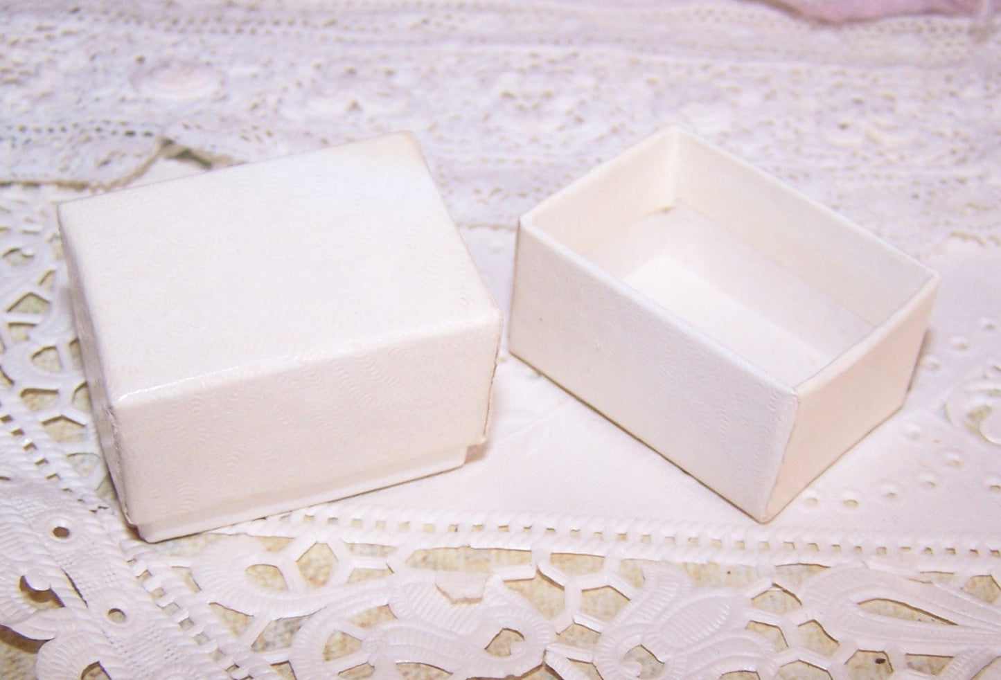 Cream Antique Victorian Paper Ring Box - WITH MY LOVE