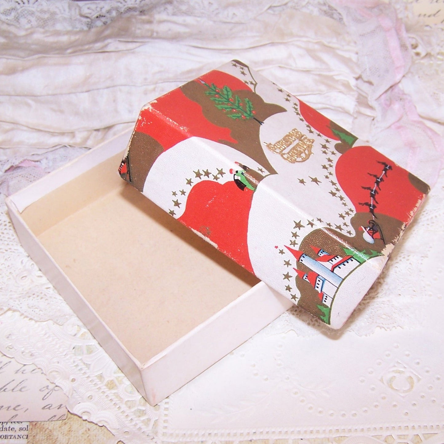 ART DECO Gift Box for Christmas - Santa Claus and His Reindeer