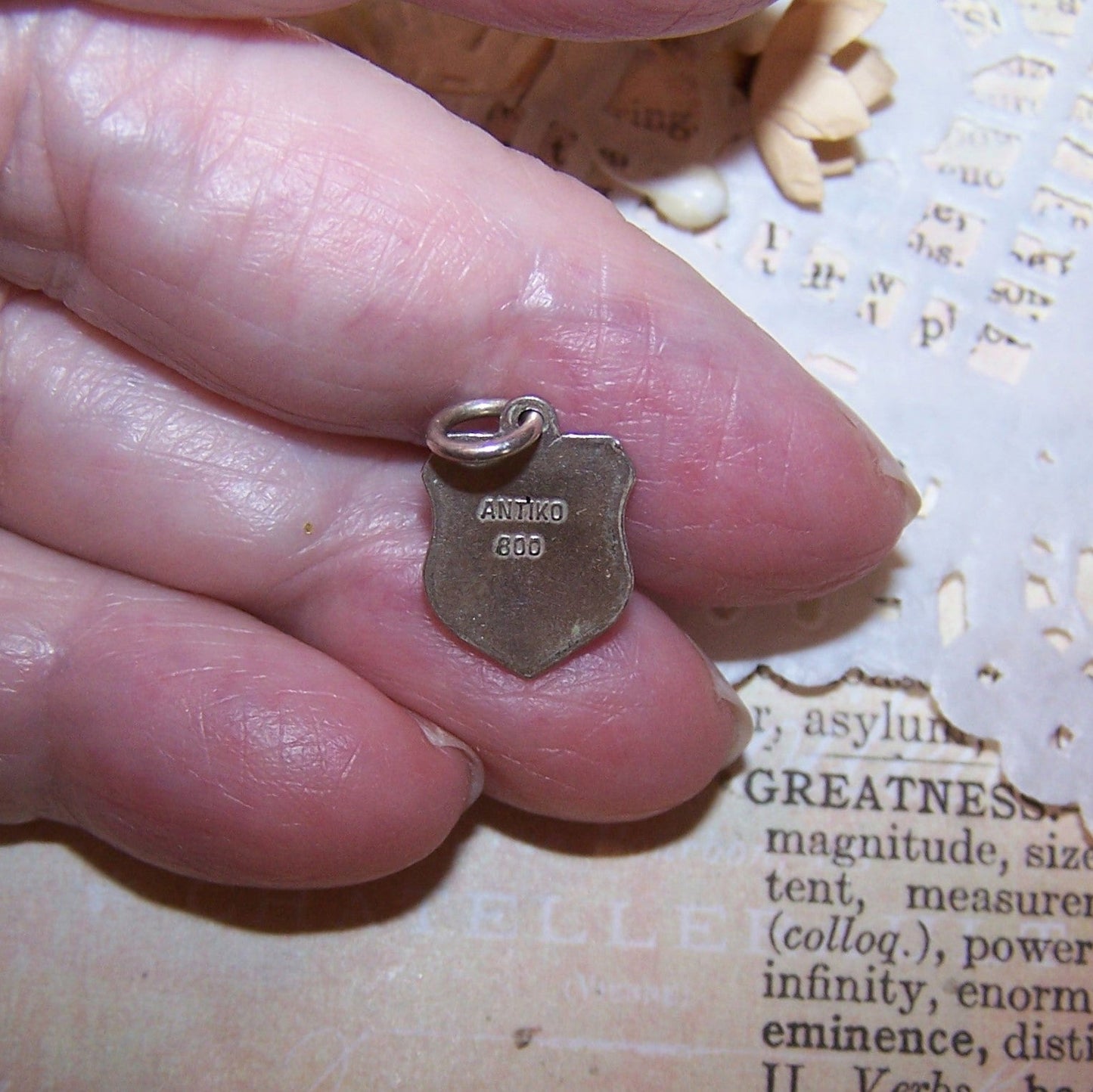 ANTIKO 800 Silver Enamel Travel Shield Charm - Munich 1972 Olympics