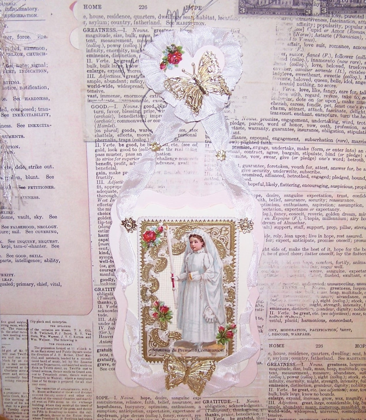 Mixed Media Victorian Revival Souvenir of Young Girl's First Communion