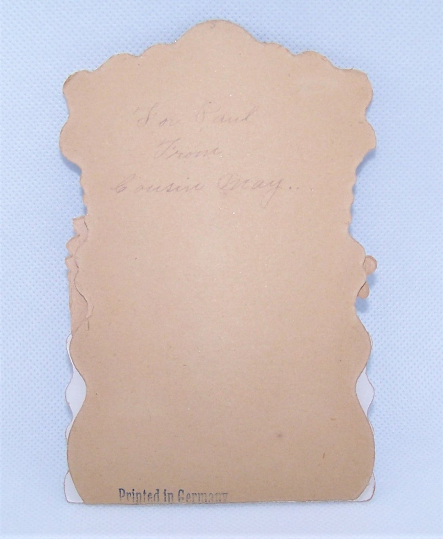 Antique Fold Down Valentines Day Card - Girl with Basket of Violets
