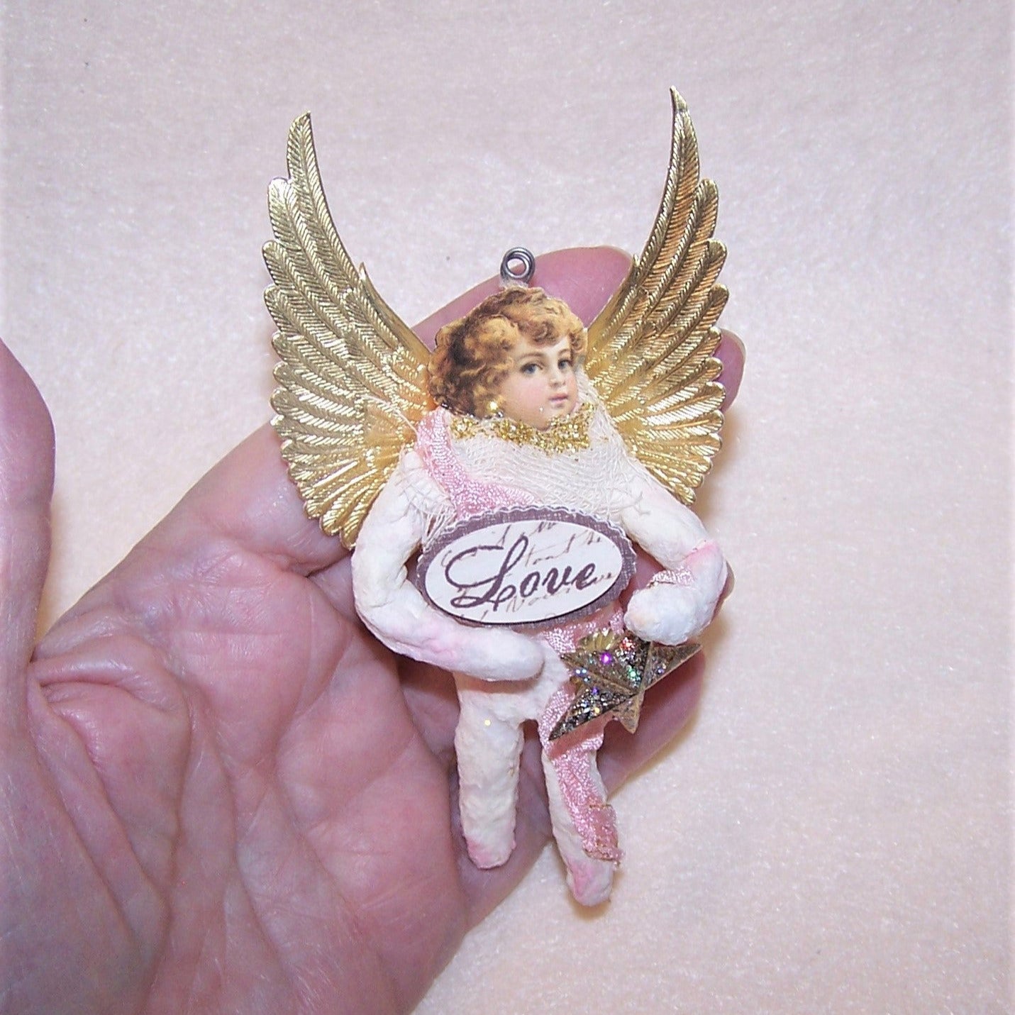 Victorian Revival Spun Cotton Angel Ornament | LOVE