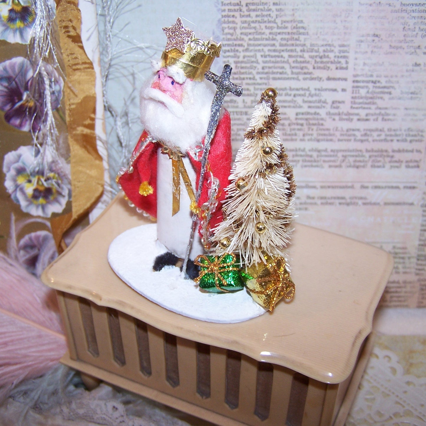 Upcycled Japan Father Christmas Pere Noel Saint Nicholas Mantel Decoration