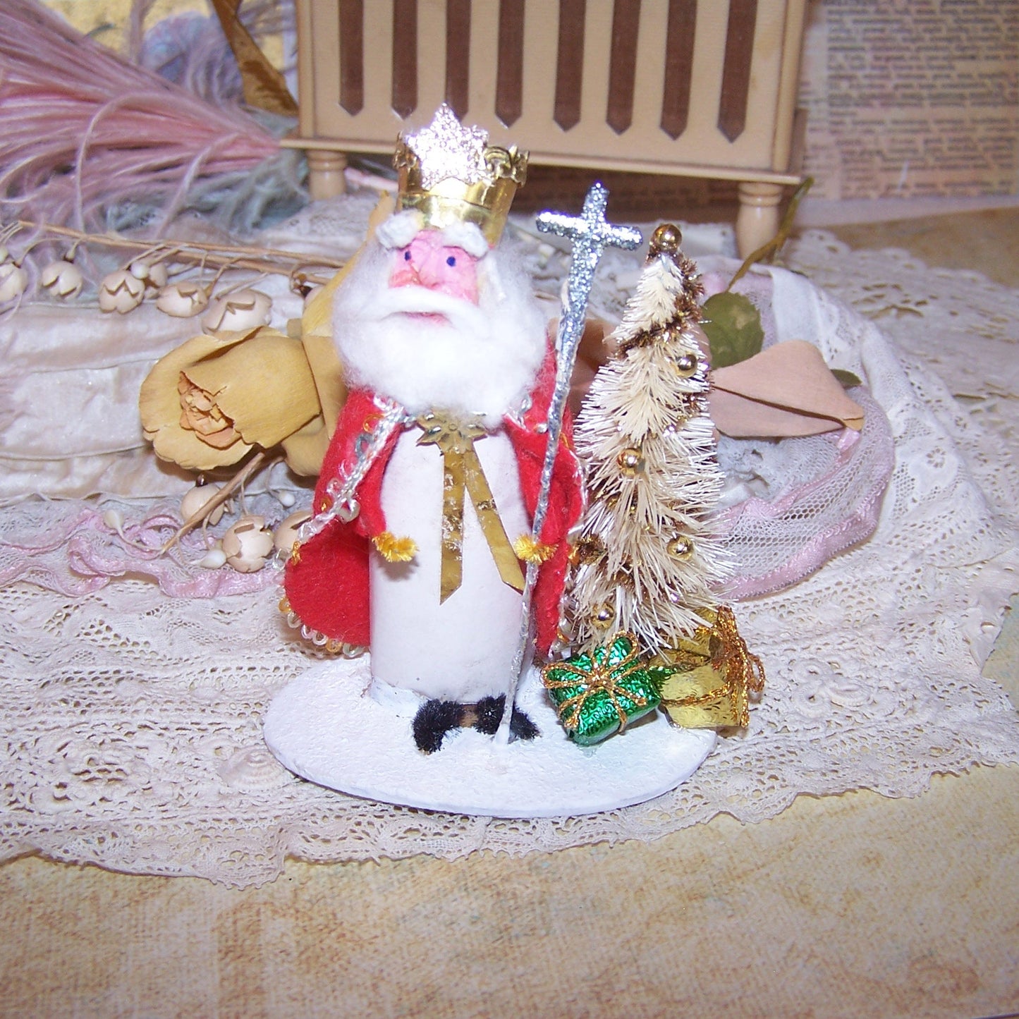 Upcycled Japan Father Christmas Pere Noel Saint Nicholas Mantel Decoration