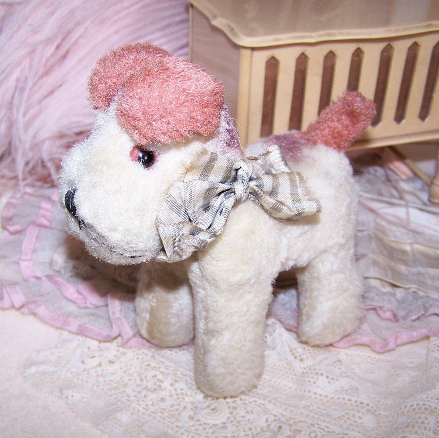 Made in Japan Plush Toy - Terrier Dog Wearing Ribbon Bow