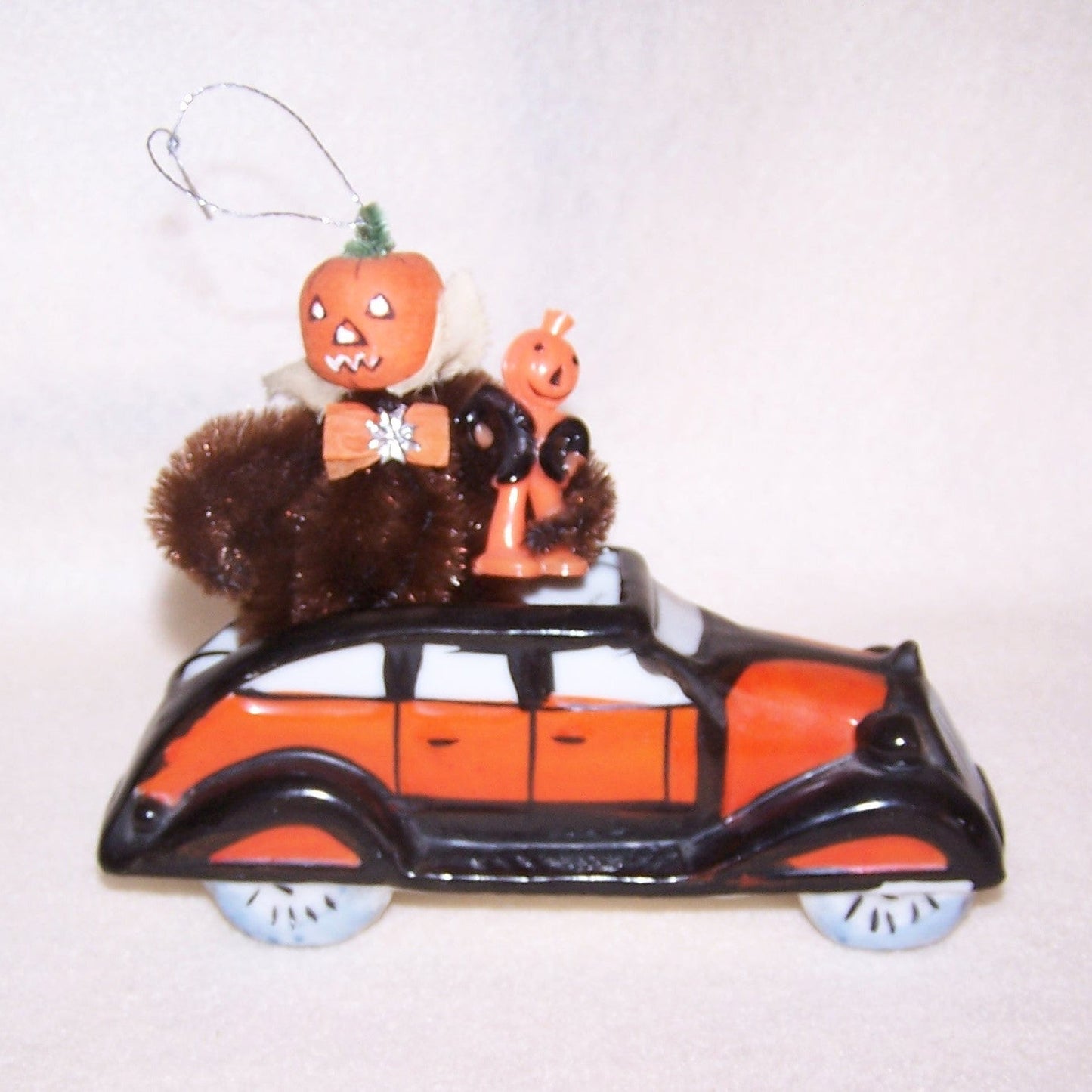 Art Deco Japan Ceramic Motor Roadster In Halloween Black & Orange