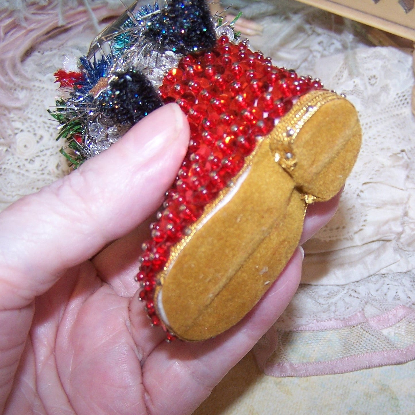 OOAK Mixed Media Christmas Ornament | RW&B Santa Claus - GREETINGS