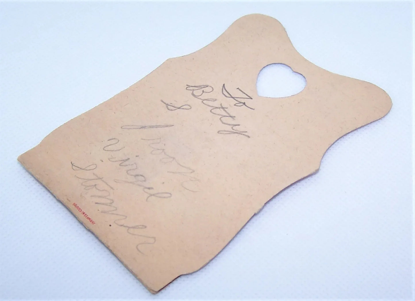 Antique Fold Down Valentines Day Card - Little Girl with Umbrella